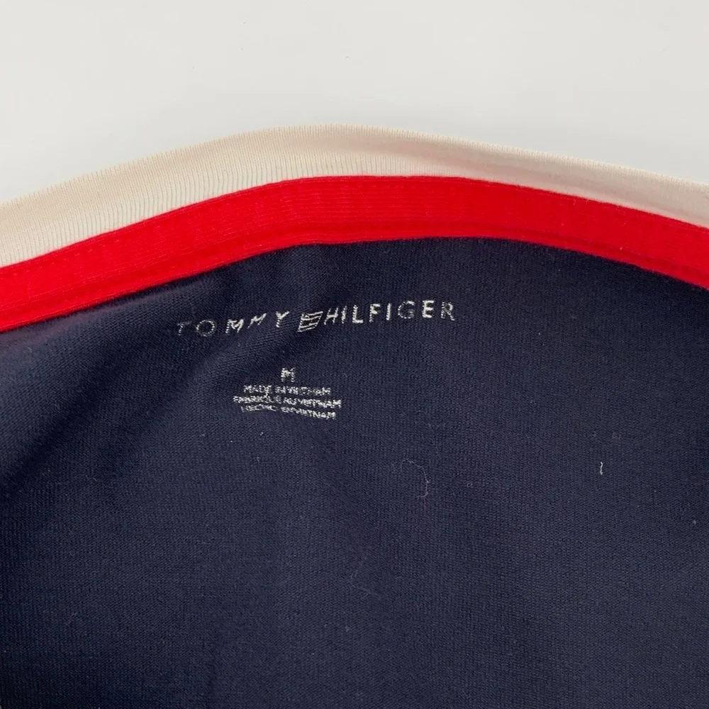 Tommy Hilfiger t-shirt knit dress mini flag logo colorblock navy blue red Medium